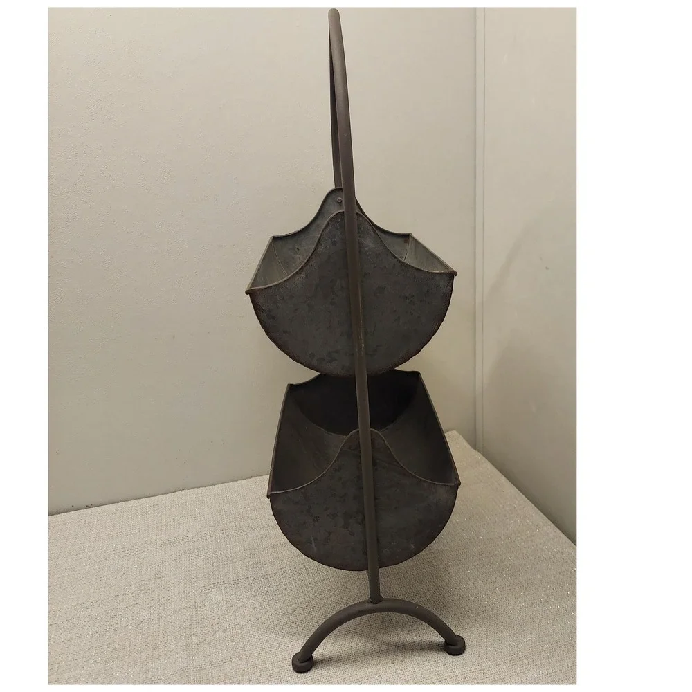 Farmhouse Galvanized Metal Storage Bin Stand Rustic Industrial Organizer